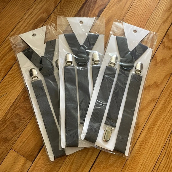 Set of 3 Elastic Adjustable Y Back Suspenders Dark Grey NWT - Picture 1 of 2